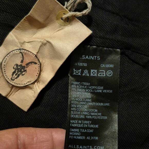 All Saints Ombre Tula Coat Sz.0 NWT Black - Picture 4 of 6